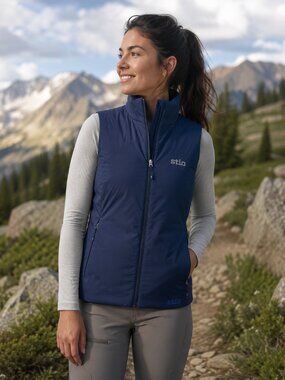 Stio Fernos Insulated Vest WOMENS S Kingbird Blue Full Zip Layer New W/logo